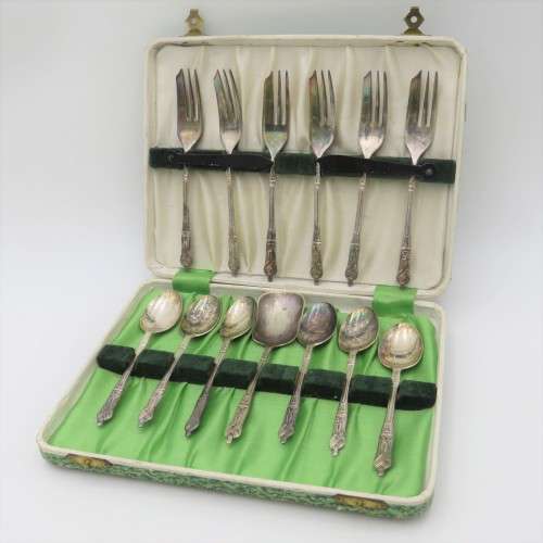 Cutlery Vintage Apostles EPNS cake forks and spoon set was listed for